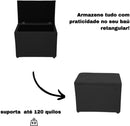 Baú Retangular Guarda Volumes Brinquedos Decoração Assento Quarto Sala (Preto Suede)