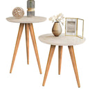 Kit Mesa Apoio e Lateral de Sofá Retrô Classic com 3 Pernas Decoração - Off White/Freijo
