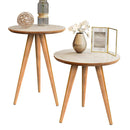 Kit Mesa Apoio e Lateral de Sofá Retrô Classic com 3 Pernas Decoração - Off White/Freijo