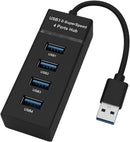 Hub USB 3.0 Com 4 Portas, LED, Alta Velocidade (5Gbps) Compatível Com PC TV Consoles Mouse PenDrive Teclado Impressora Plug & Play, Expansor para PC, Notebook, Mac e Windows (PRETO)