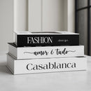 Kit 3 Caixas Livro Decorativo Porta Objetos Decoração Casa Sala Multiuso Jogo de Livros Decorativos Conjunto Capa Dura (CASA BLANCA)