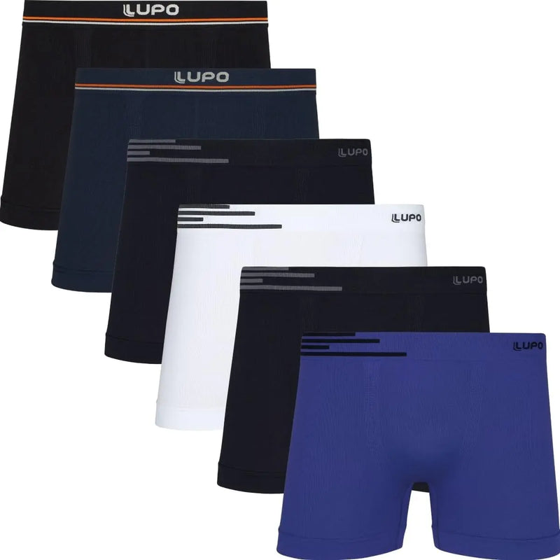 Kit 6 Cuecas Boxer Lupo Microfibra Poliamida Sem Costura Adulto Masculino