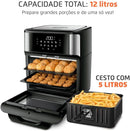 Fritadeira Air Fryer Forno Oven 12L, Mondial, Preto/Inox, 2000W, 110V - AFO-12L-BI