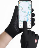 Luvas Térmicas para Moto e Bike, Impermeável, Touch Screen, Antiderrapante, Preta