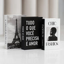 Kit 3 Caixas Livro Decorativo Porta Objetos Decoração Casa Sala Multiuso Jogo de Livros Decorativos Conjunto Capa Dura (CASA BLANCA)