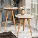 Kit Mesa Apoio e Lateral de Sofá Retrô Classic com 3 Pernas Decoração - Off White/Freijo