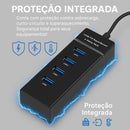 Hub USB 3.0 Com 4 Portas, LED, Alta Velocidade (5Gbps) Compatível Com PC TV Consoles Mouse PenDrive Teclado Impressora Plug & Play, Expansor para PC, Notebook, Mac e Windows (PRETO)