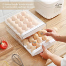 Porta-ovos para Geladeira de 2 Camadas, Recipiente de Armazenamento de Ovos Frescos, Caixa Organizadora de Plástico Transparente Empilhável, Bandeja para 40 Ovos com Alças para Cozinha e Casa