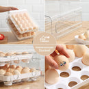 Porta-ovos para Geladeira de 2 Camadas, Recipiente de Armazenamento de Ovos Frescos, Caixa Organizadora de Plástico Transparente Empilhável, Bandeja para 40 Ovos com Alças para Cozinha e Casa