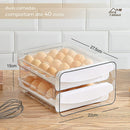 Porta-ovos para Geladeira de 2 Camadas, Recipiente de Armazenamento de Ovos Frescos, Caixa Organizadora de Plástico Transparente Empilhável, Bandeja para 40 Ovos com Alças para Cozinha e Casa