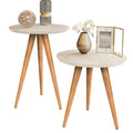 Kit Mesa Apoio e Lateral de Sofá Retrô Classic com 3 Pernas Decoração - Off White/Freijo