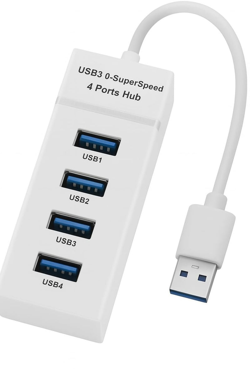 Hub USB 3.0 Com 4 Portas, LED, Alta Velocidade (5Gbps) Compatível Com PC TV Consoles Mouse PenDrive Teclado Impressora Plug & Play, Expansor para PC, Notebook, Mac e Windows (PRETO)