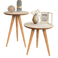 Kit Mesa Apoio e Lateral de Sofá Retrô Classic com 3 Pernas Decoração - Off White/Freijo
