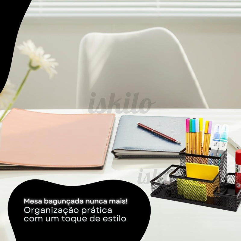 ISKILO Porta Lapís Organizador Caneta Clips Lembrete Aramado Escritorio Treco Material Objeto