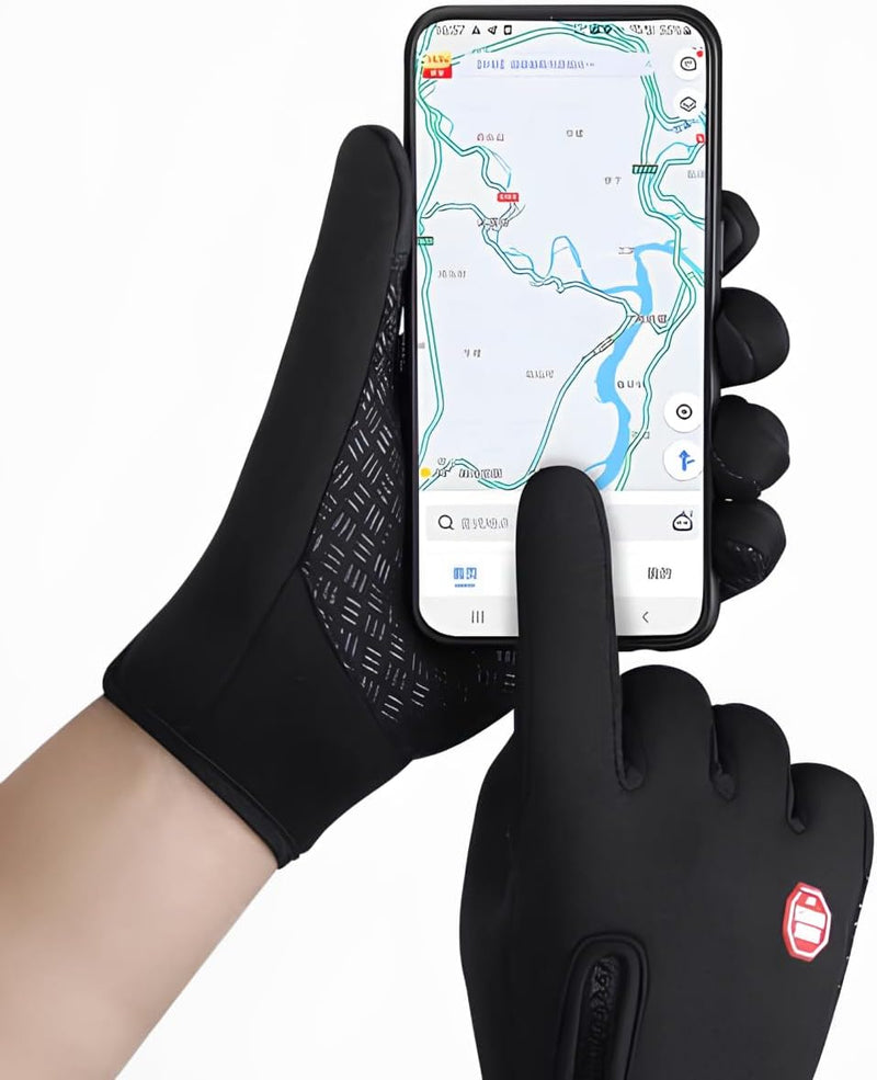 Luvas Térmicas para Moto e Bike, Impermeável, Touch Screen, Antiderrapante, Preta