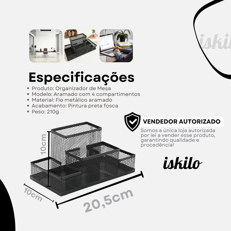 ISKILO Porta Lapís Organizador Caneta Clips Lembrete Aramado Escritorio Treco Material Objeto