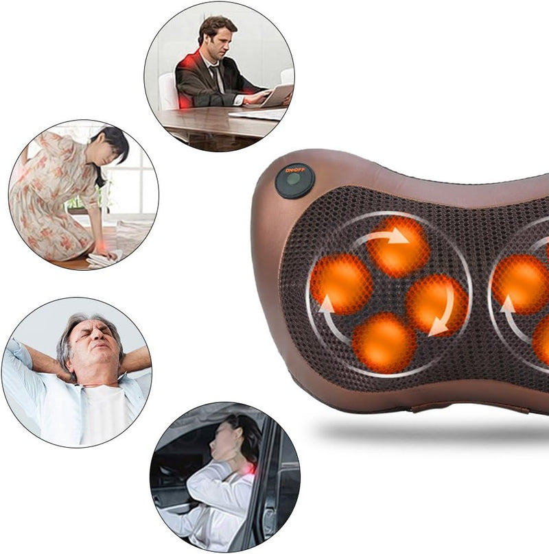 Almofada de massagem eletrônica aquecimento eletrônico, almofada de massagem amassar costas pescoço pescoço ombro, almofada de massagem amassada profunda adequada para casa e escritório
