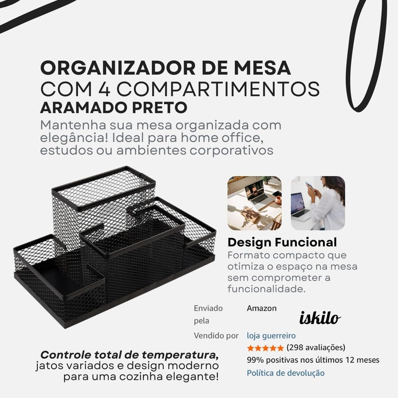 ISKILO Porta Lapís Organizador Caneta Clips Lembrete Aramado Escritorio Treco Material Objeto