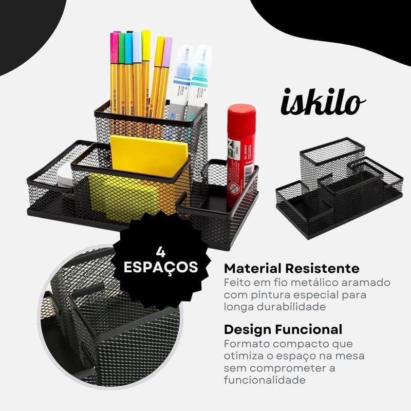 ISKILO Porta Lapís Organizador Caneta Clips Lembrete Aramado Escritorio Treco Material Objeto